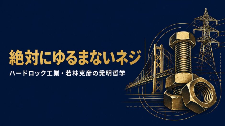 ハードロック工業株式会社創業者・若林克彦さんの書籍『絶対にゆるまないネジ』を紹介する記事のアイキャッチ画像